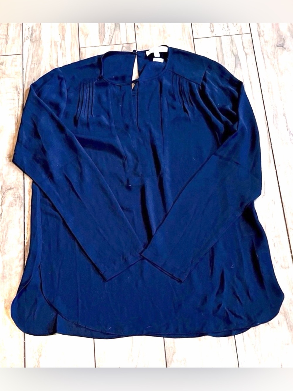 Rose & Olive long-sleeve pintuck blue blouse size small